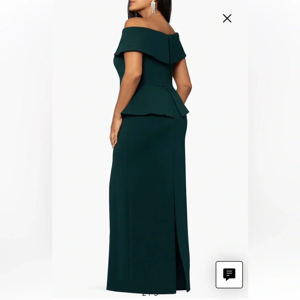 NWT. Xscape Off the Shoulder Scuba Crepe Column Gown. Size 16W - Picture 4 of 16